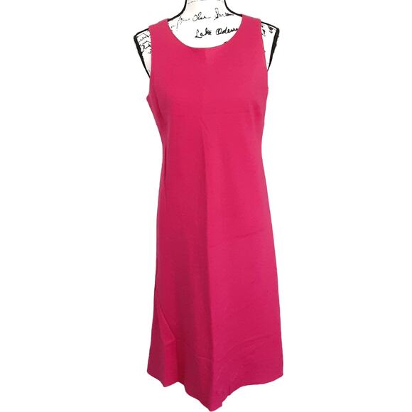 Vintage 90s Sheath Dress Pink Linen Blend Maxi Dress Sleeveless Womens 12P - Picture 1 of 9